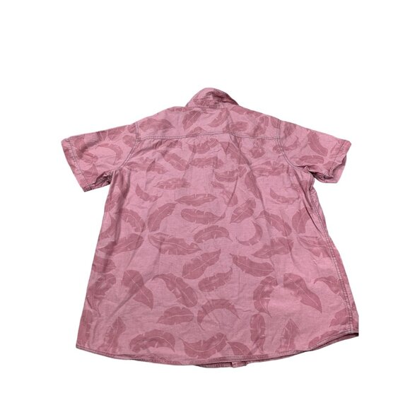 Red Camel Men's XXL Pink Leaf Print Tropical Floral Button-Down Polo Shirt - Picture 2 of 7